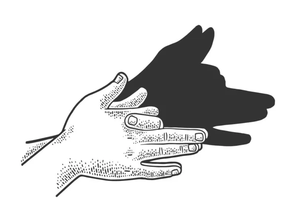 Собачья тень от руки эскиз гравировки векторной иллюстрации. Дизайн одежды для футболок. Имитация Доски Царапин. Черно-белое изображение . — стоковый вектор