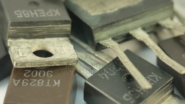Old Radio components transistors, the times of the USSR — Stock Video