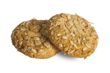 Beyaz arkaplanda yulaf ezmesi kurabiyeleri izole