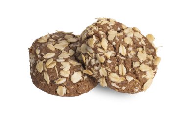 Beyaz arka plan üzerinde izole çikolata yulaf ezmeli kurabiye