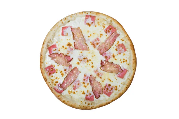 Hagyományos Olasz Étel Pizza Sonka Szalonna Elszigetelt Fehér Background — Stock Fotó