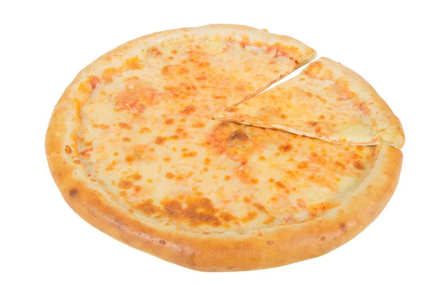 Masa Pizza Con Corteza Queso Aislada Sobre Fondo Blanco —  Fotos de Stock