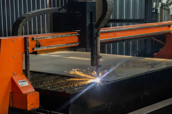 Sparks Fly Out Machine Head Metal Processing — Stock Photo, Image