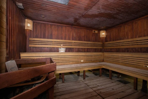 Sauna Saunové Doplňky Interiérovém Pozadí — Stock fotografie