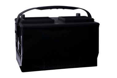 araba aküsü beyaz arkaplanda izole edildi.