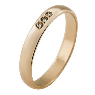 Beyaz arkaplanda elmaslarla izole edilmiş altın alyans.