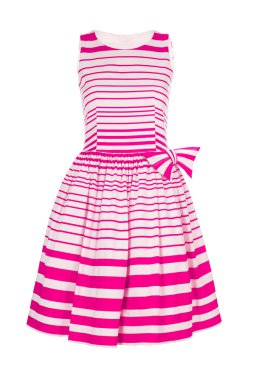 Beyaz ve pembe retro yaz elbisesi beyaz arka planda izole