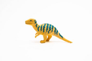 Dinozor oyuncak plastik beyaz arka plan üzerinde rakamlar