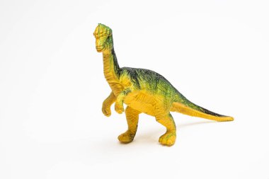 Dinozor oyuncak plastik beyaz arka plan üzerinde rakamlar