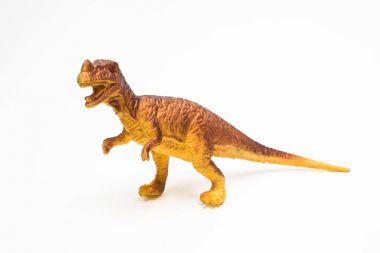Dinozor oyuncak plastik beyaz arka plan üzerinde rakamlar