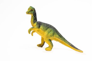 Dinozor oyuncak plastik beyaz arka plan üzerinde rakamlar