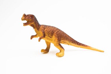 Dinozor oyuncak plastik beyaz arka plan üzerinde rakamlar