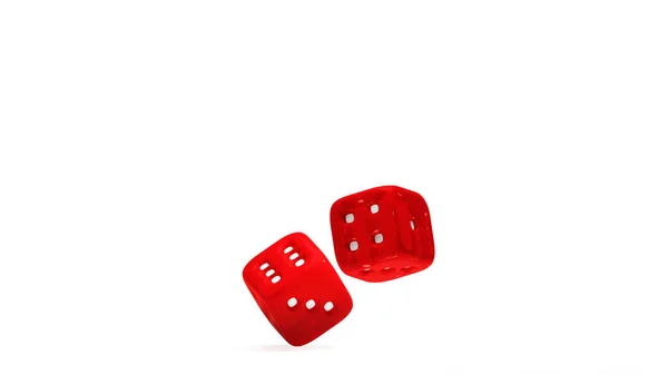 在不同的角度，在白色背景上的红色骰子 — 图库照片