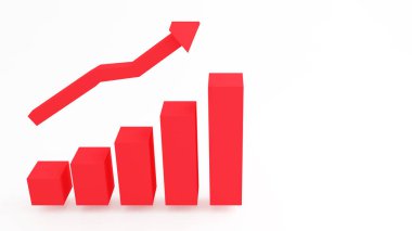 kar veya kazanç artış gösteren 3d kırmızı grafik