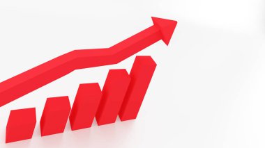 kar veya kazanç artış gösteren 3d kırmızı grafik