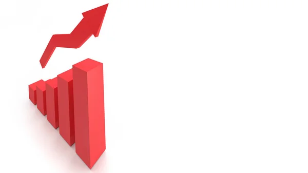 3D czerwony wykres pokazujący wzrost zysków lub dochodów — Zdjęcie stockowe