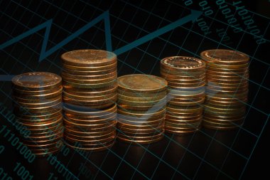 Altın sikke yığını grafik iş fikir kavramı görüntü için