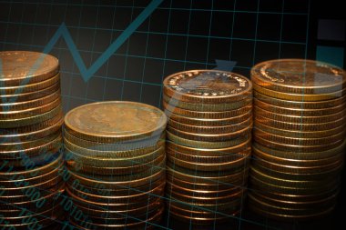 Altın sikke yığını grafik iş fikir kavramı görüntü için