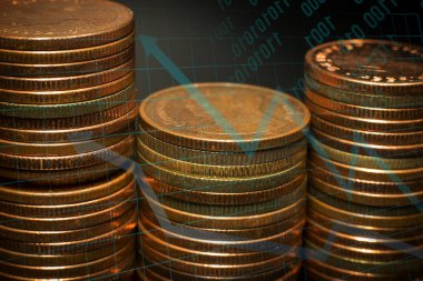 Altın sikke yığını grafik iş fikir kavramı görüntü için