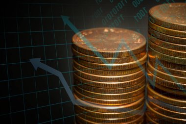 Altın sikke yığını grafik iş fikir kavramı görüntü için