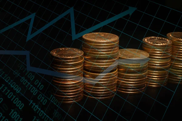 Altın sikke yığını grafik iş fikir kavramı görüntü için