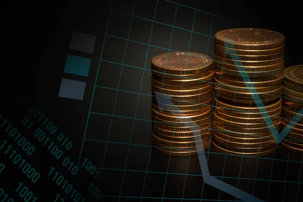 Altın sikke yığını grafik iş fikir kavramı görüntü için
