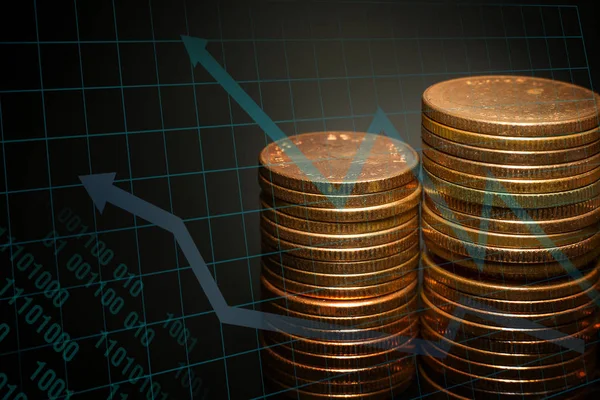 Altın sikke yığını grafik iş fikir kavramı görüntü için