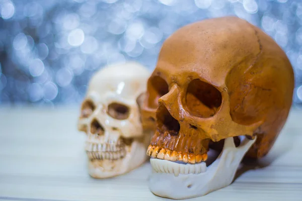 Счастливый череп Хэллоуин праздник изображения крупным планом — стоковое фото