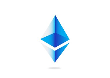 Ethereum simgeleri mavi arka plan üzerinde. Rakip cryptocurrencies kavramı
