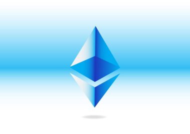 Ethereum simgeleri mavi arka plan üzerinde. Rakip cryptocurrencies kavramı