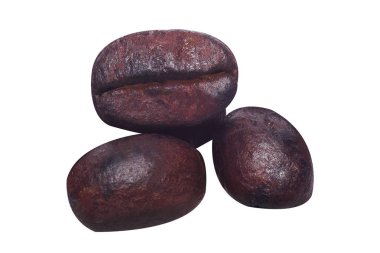 Kahve çekirdekleri beyaz arka planda izole bir şekilde kapanıyor