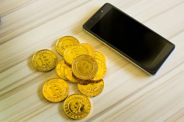 Die Goldene Bitcoins virtuelle Währung Coin Image-Idee für eine solche — Stockfoto