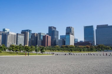 Şehir binaları Tokyo İmparatorluk Sarayı, Tokyo imparatorluk Palac ön.