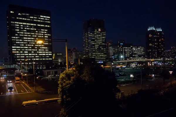 Odaiba construindo imagem noturna para fundo — Fotografia de Stock