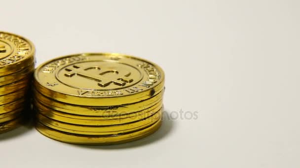 Oro Bitcoinor Btc Imagen Macro Disparos Criptomoneda Bitcoin Monedas Dinero — Vídeos de Stock