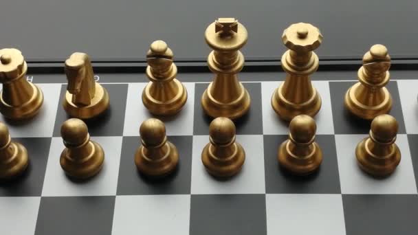 Gold Silver Chess Board Close Footage — Stock Video