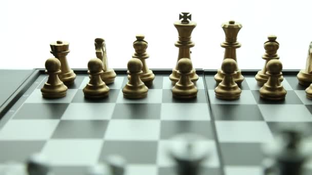 Zlaté Stříbrné Šachy Palubě Zblízka Záběry — Stock video