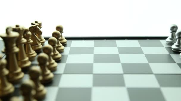 Zlaté Stříbrné Šachy Palubě Zblízka Záběry — Stock video