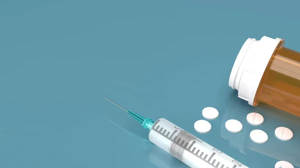 Injektionsnål droger piller 3d rendering för medicinskt koncept. — Stockfoto