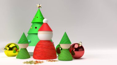 Beyaz arkaplandaki Noel ekipmanı dekorasyonlarıName