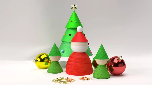 Dekoracje sprzętu Bożego Narodzenia na białym tle 3d rendering — Zdjęcie stockowe
