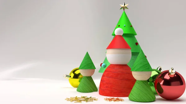 Decoraciones de equipos de Navidad sobre fondo blanco 3d renderizado — Foto de Stock