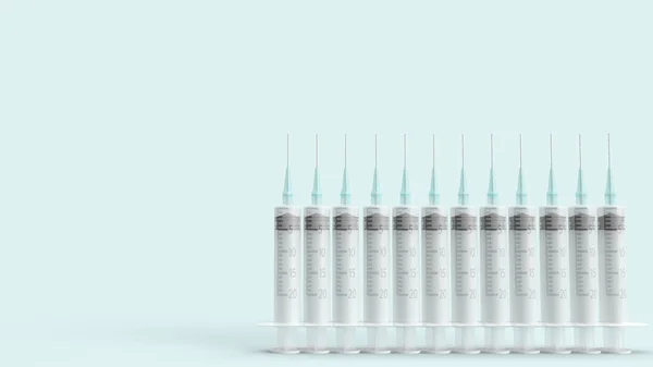 Injekční jehla na modrém pastelovém pozadí 3D podání pro medikaci — Stock fotografie