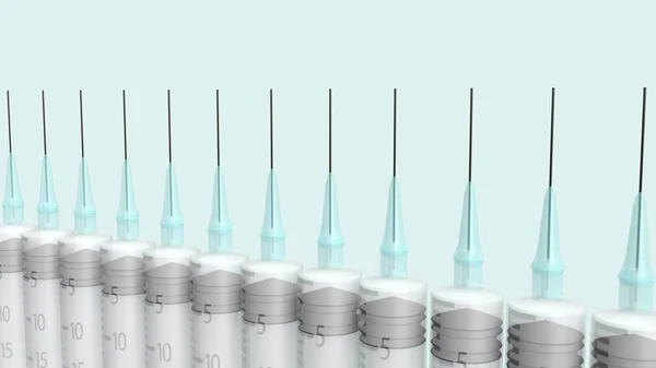 Injectienaald op blauwe pastelachtergrond 3d weergave voor med — Stockfoto
