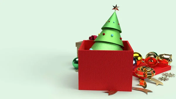 Albero di Natale in confezione regalo 3d rendering per il contenuto di Natale . — Foto Stock