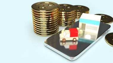 Dükkan ve kamyonet nakliyatı cep telefonu ve altın sikke 3d