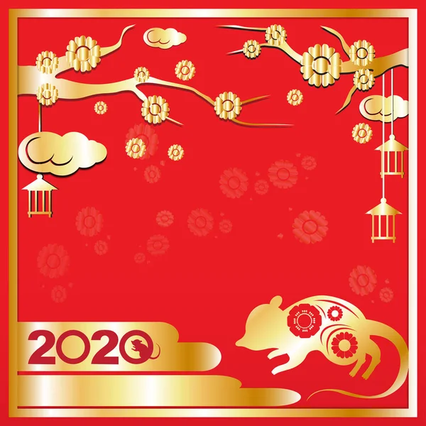 Chiński Nowy Rok 2020 Wektor Obrazu Treści Wakacyjnych — Wektor stockowy