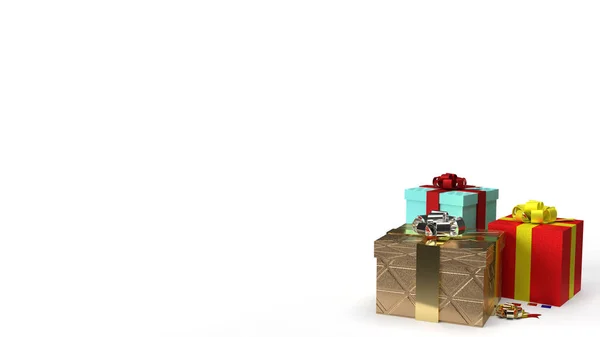 Geschenk-Boxen auf weißem Hintergrund 3D-Rendering-Bild für celebrati — Stockfoto