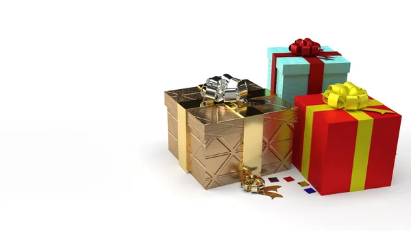 Geschenk-Boxen auf weißem Hintergrund 3D-Rendering-Bild für celebrati — Stockfoto