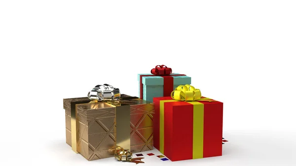 Κουτιά δώρων σε λευκό φόντο 3d απόδοση εικόνας για celebrati — Φωτογραφία Αρχείου